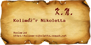 Kolimár Nikoletta névjegykártya